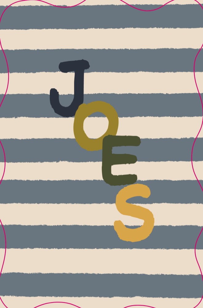 Geboortekaartje met blokjes en speelse, grote, gekleurde letters