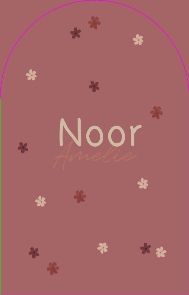 Geboortekaartje A6 boogvorm met fleurige bloemen