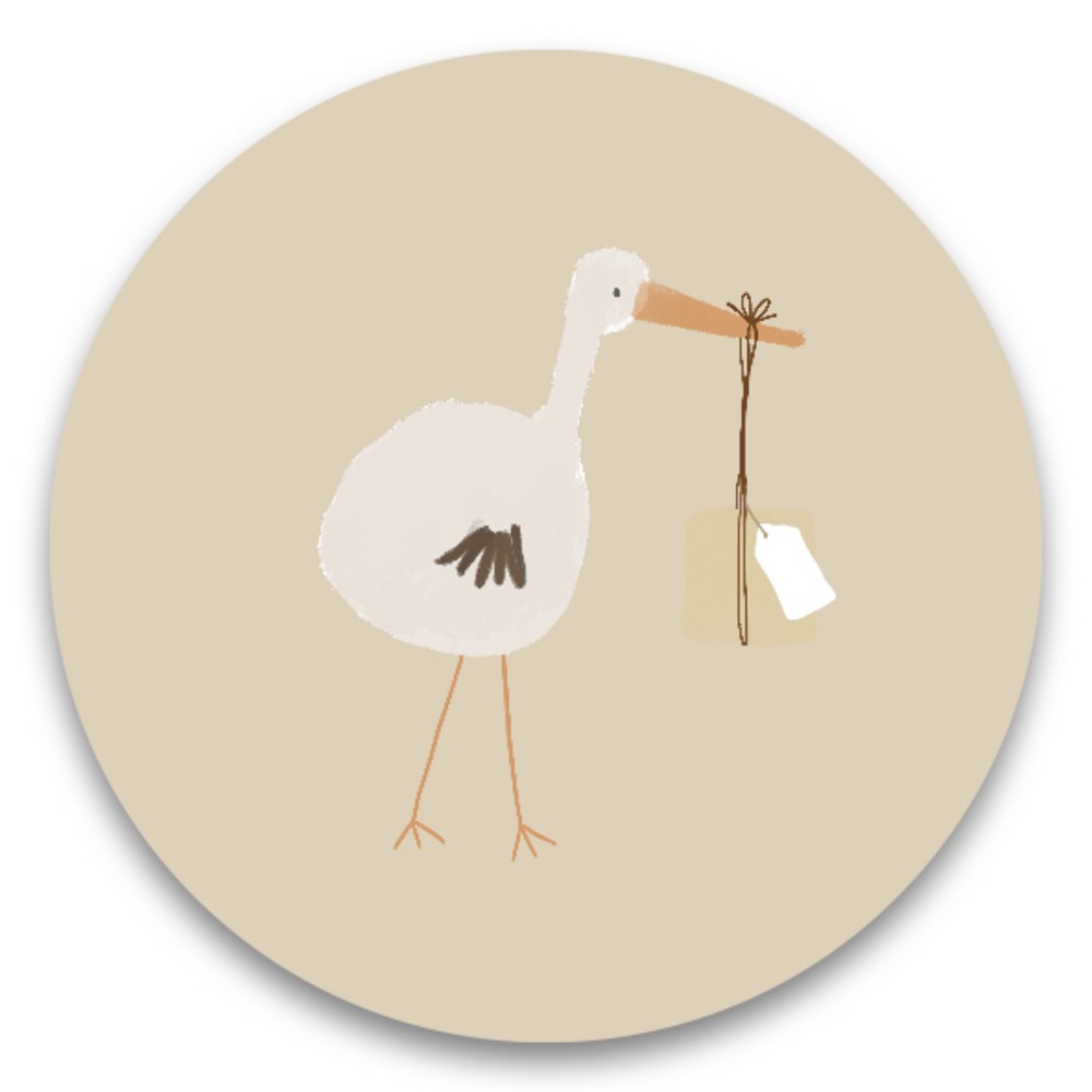 Sluitsticker Ooievaar beige